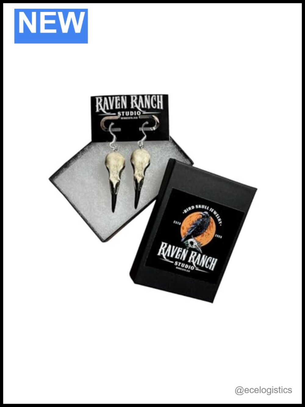 Raven Skull Dangle Earrings Resin Bird Skulls, Super Mini Charms